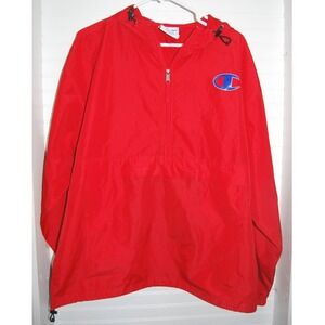 Champion Windbreaker hoodie Men's Large NWOT Red‎ pullover Anorak jacket
